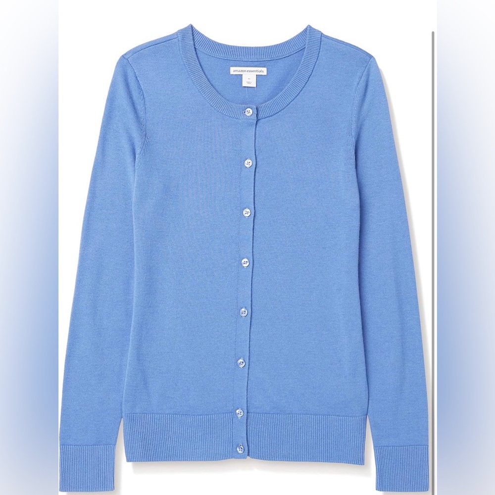 NWT Amazon Essentials Blue Button-Up Cardigan